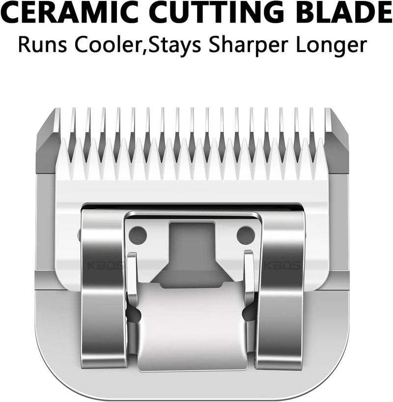 KBDS Detachable Pet Dog Grooming Ceramic Clipper Blades,Compatible with Most Andis,Oster A5/A6,Wahl KM Series Clippers,Size 5FC 1/4'' Inch 6.4mm Cut Length, 5F Blade - Image 3